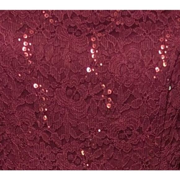May Queen Burgundy Lace Sequin Chiffon Formal Gown Evening Wear, sz 3XL / 22-24 - Picture 5 of 8